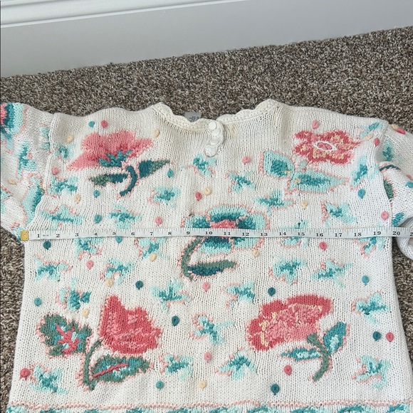 Vintage Portraits Tulip Ramie Cotton Floral Handknit Sweater medium - Picture 14 of 16